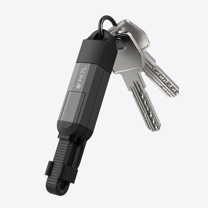 PETL 4-in-1 Keychain Cable. USB-C to USB-C, USB-C, USB-A to Lighting - goPETL
