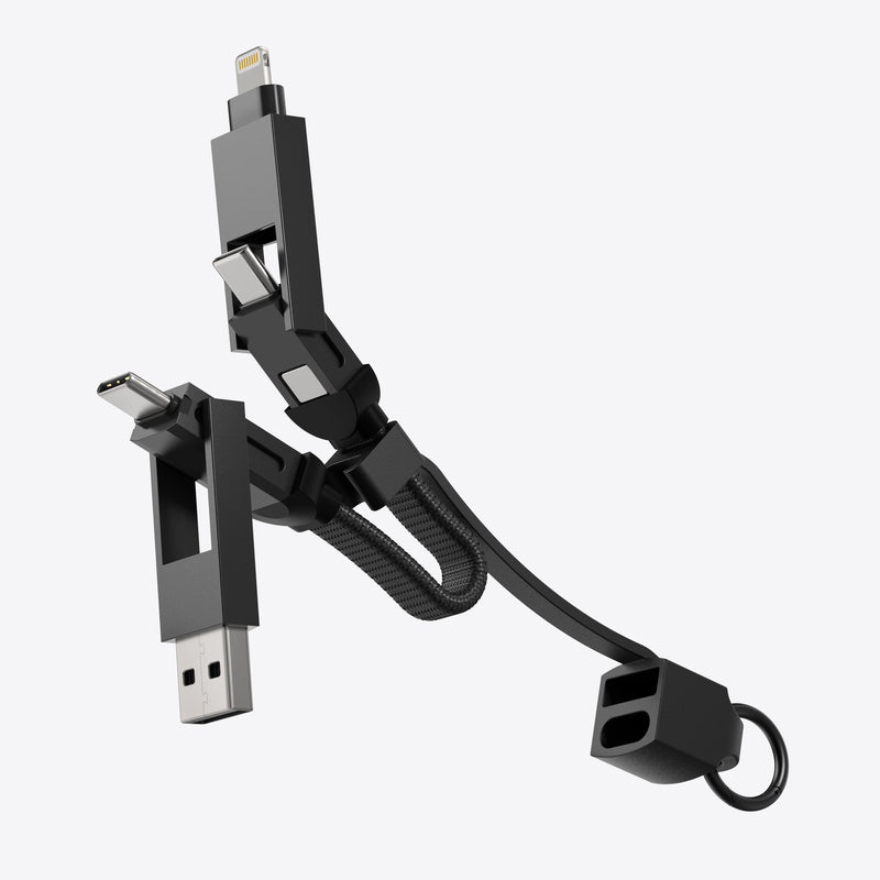 PETL 4-in-1 Keychain Cable. USB-C to USB-C, USB-C, USB-A to Lighting - goPETL