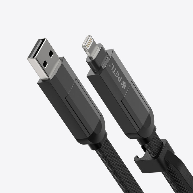PETL 4-in-1 Keychain Cable. USB-C to USB-C, USB-C, USB-A to Lighting - goPETL