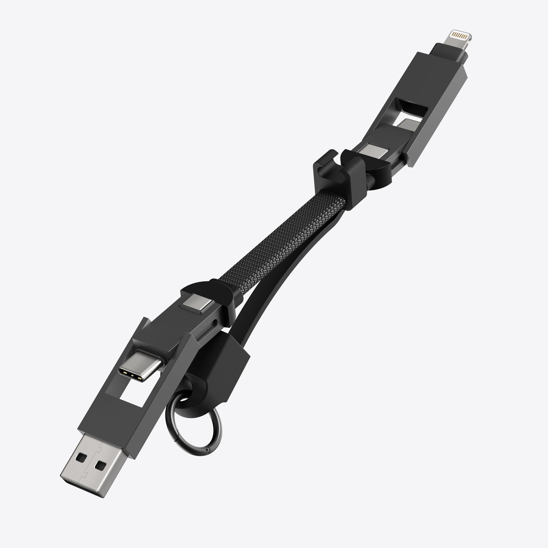 PETL 4-in-1 Keychain Cable. USB-C to USB-C, USB-C, USB-A to Lighting - goPETL